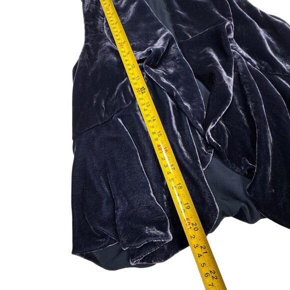 Theory Velvet Draped Vest Sz S Blue Peplum Boho Whimsigoth Witchy Artsy - Picture 8 of 15